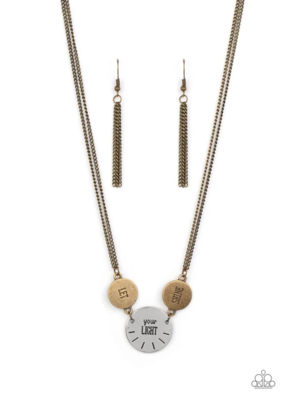 Paparazzi Shine Your Light Necklace Set Brass Disc Pendant